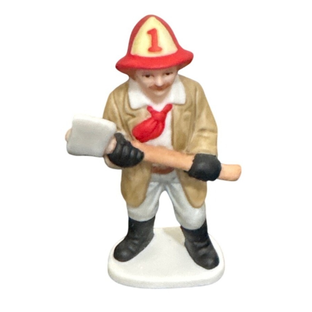 Vintage‎ 1989 Lefton Colonial Village Fireman Figurine Porcelain Hand-Painted